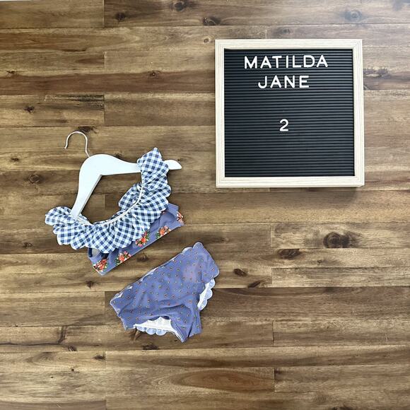 Matilda Jane Blue Dot Fish In The Water Swim Top & The Shallows Swim Bottoms 2 - Picture 1 of 10
